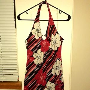 Red floral Pulse halter dress